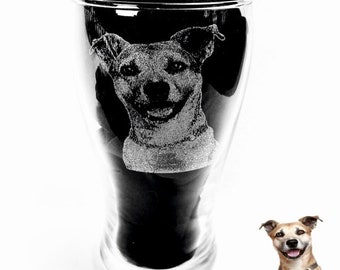 PHOTO ENGRAVED Beer glassware, etched pets, dogs, cat, pictures of people, gift. Wine, pint, whiskey, tankard, gin, vase, Mother’s Day