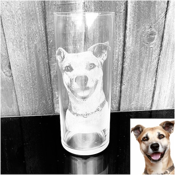ENGRAVED PHOTO VASE  personalised etched glass gift, flowers, christmas, wedding, mum, cat, dog, pet, children, family, kids, memorial