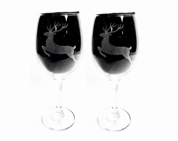 REINDEER CHRISTMAS PAIR personalised glasses engraved glassware, etched wine gift, Wine, pint, whiskey, beer, tankard, gin,merry