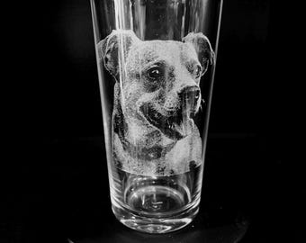 DOG ENGRAVED glass, personalised, etched, gift, wine, whiskey, gin, vase, photo, picture, beer, decanter, tankard, dad, mum
