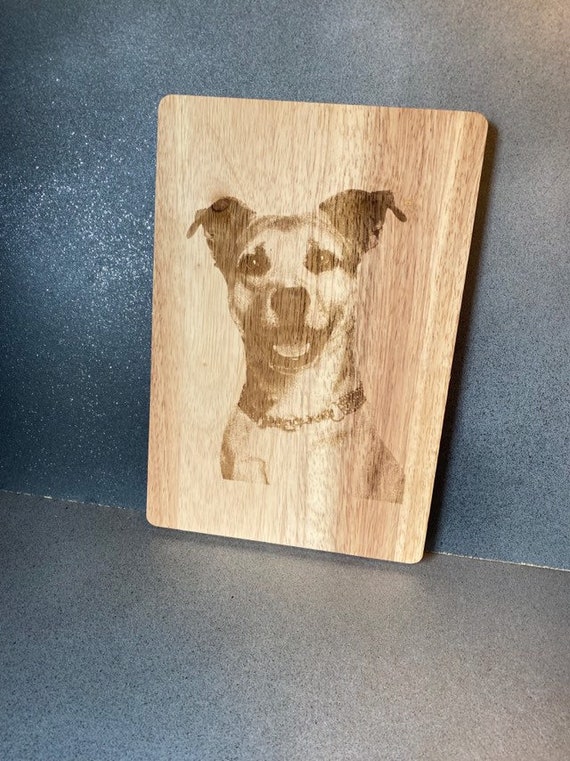 PHOTO ENGRAVED wooden chopping, cutting board, etched dogs, children, pictures of pets, Christmas kitchen gift, cooking, wood, personalised