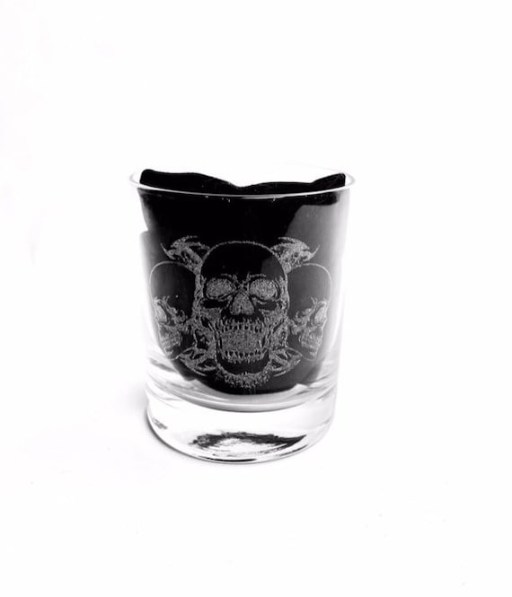 SKULL ENGRAVED WHISKEY rocks glass personalised glassware, etched day of the dead, gift. Wine, pint, whiskey, beer, tankard, gin, vase,