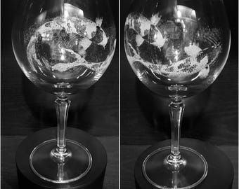 KOI FISH collection ENGRAVED glass, personalised, etched, gift, wine, whiskey, gin, vase, photo, picture, beer, decanter, tankard, dad, mum