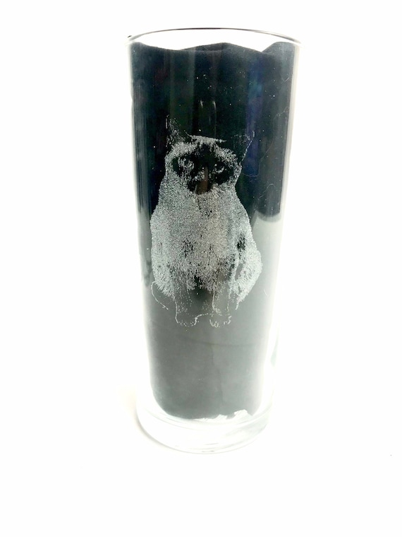 SIAMESE CAT photo engraved  Beer glassware, etched, picture, gift. Wine, pint, whiskey, tankard, gin, vase, Christmas