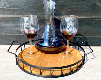 ENGRAVED WINE CARAFE  glass wine set, decanter, spirits, alcohol, etched memorial, pet, dog, family, picture, gin, Christmas gift him, dad,