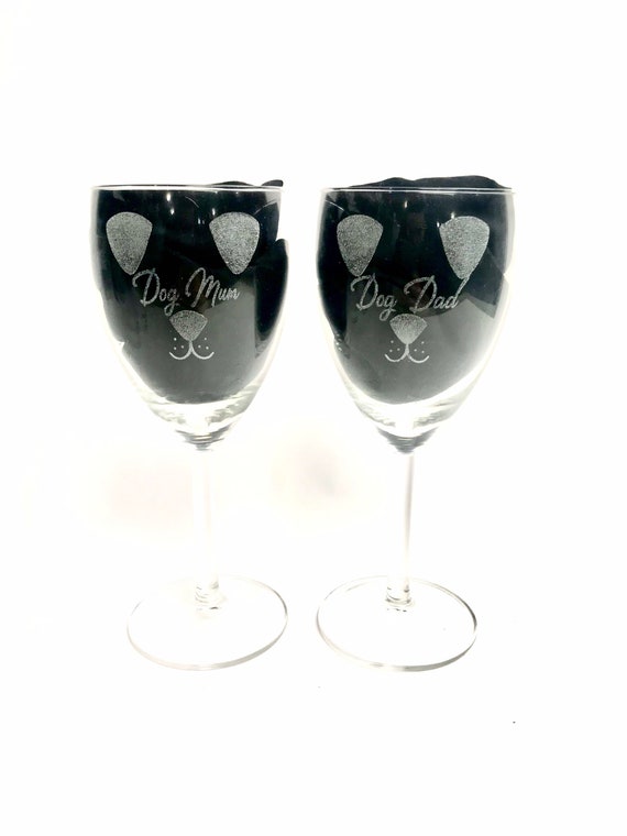 DOG Mum, Dad, Mom, Nan engraved glassware, etched, gift. Wine, pint, whiskey, beer, tankard, gin, vase, personalised, pets, whiskers, cute