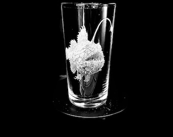 PESCE PESCATORE vita marina INCISO vetro, personalizzato, inciso, regalo, vino whisky gin vaso foto, immagine, birra, decanter boccale oceano pesce mare