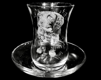 Photo de soucoupe TURKISH CAY GRAVÉE, gravée à l'eau-forte, armudu, thé noir, verre, logo, personnalisé, impression, amateur de café, cadeau papa, personnalisé, cuisine