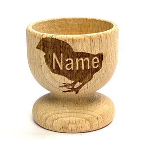 CHICK EGG CUP wooden, engraved, personalised Easter, eco, many etched designs to choose , Buy 2 get 1 free, child, bunny, rabbit, gift