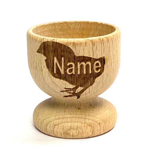 CHICK EGG CUP wooden, engraved, personalised Easter, eco, many etched designs to choose , Buy 2 get 1 free, child, bunny, rabbit, gift
