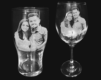 Cristalería con foto grabada, vidrio grabado personalizado, mascotas, perros, gatos, fotos de familia, regalo. Cerveza, pinta, jarra de whisky, ginebra, padres.