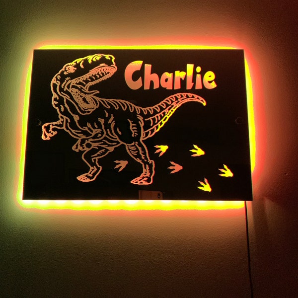 Light up Dinosaur Wall Sign Etsy