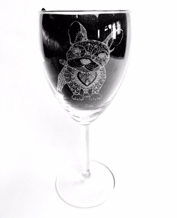 FRENCH BULL dog mandala Engraved glassware, etched, gift. Wine, pint, whiskey, beer, tankard, gin, vase, personalised,sugar  animal pattern,