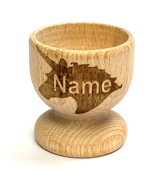 UNICORN EGG CUP wooden, engraved, personalised Easter, eco, many etched designs to choose , Buy 2 get 1 free, child, bunny gift