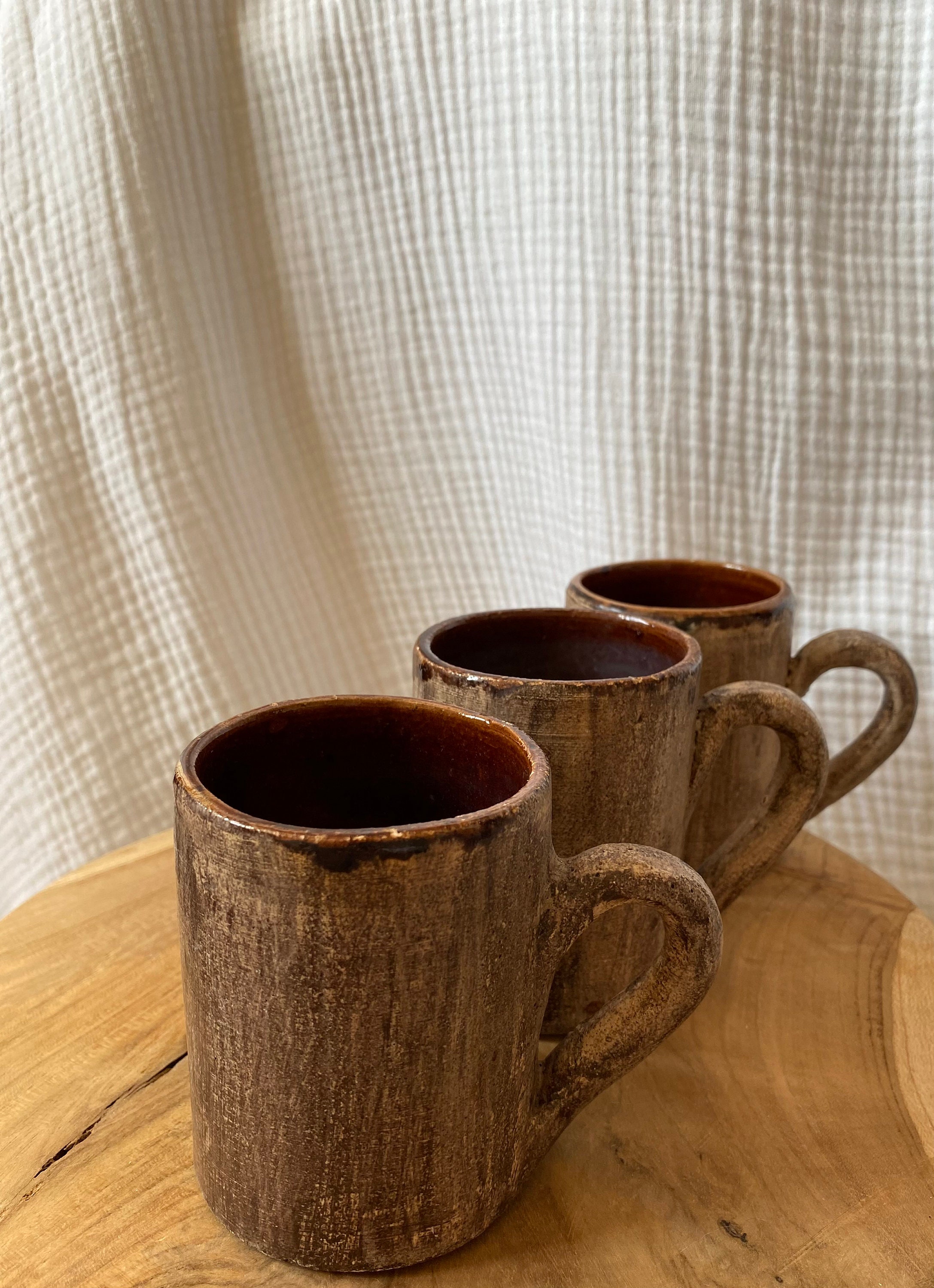 Tasse à Café et Thé en Grès, Couleur Marron, Fabrication Main.