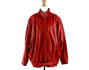 Finnish Vintage A L Nahka-Asu 1980s Red Leather Jacket