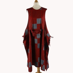 Vintage Red Geometric 1980s Pinafore Dress image 1