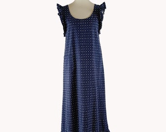 Marimekko 1970s Muija Print Dress | Tailor-Made | Purple & White | EUR 36/38, UK 8/10, US 4/6