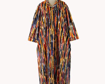 Finse Vintage Naisten Pukutehdas jaren 1970 Midi-jurk met geometrische print