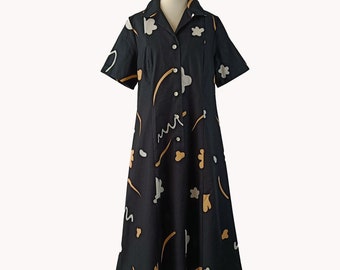 Vintage Finnish Exclusive 1970s Geometric Print Shirt Dress