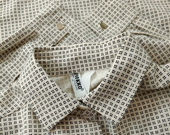 Vintage Vuokko 1970s camisa con botones en blanco y negro talla S