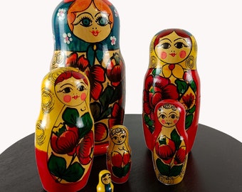 Midcentury Large Matryoshka Stacking Doll - 6 Pieces