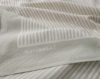 Marimekko 1970s Taupe & White Striped Cotton Scarf -Finnish Design