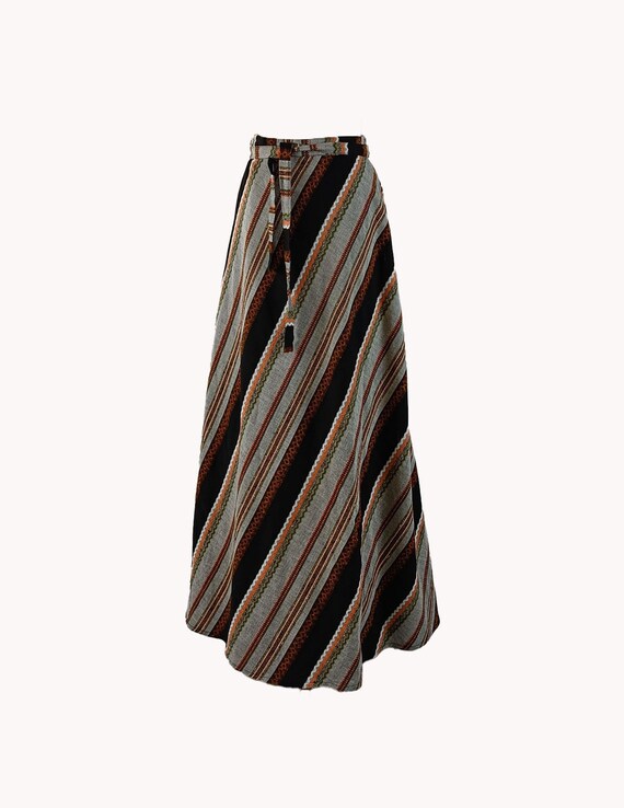 Arola 1970s Striped Cotton Maxi Skirt Finnish Vintage Size S M Etsy