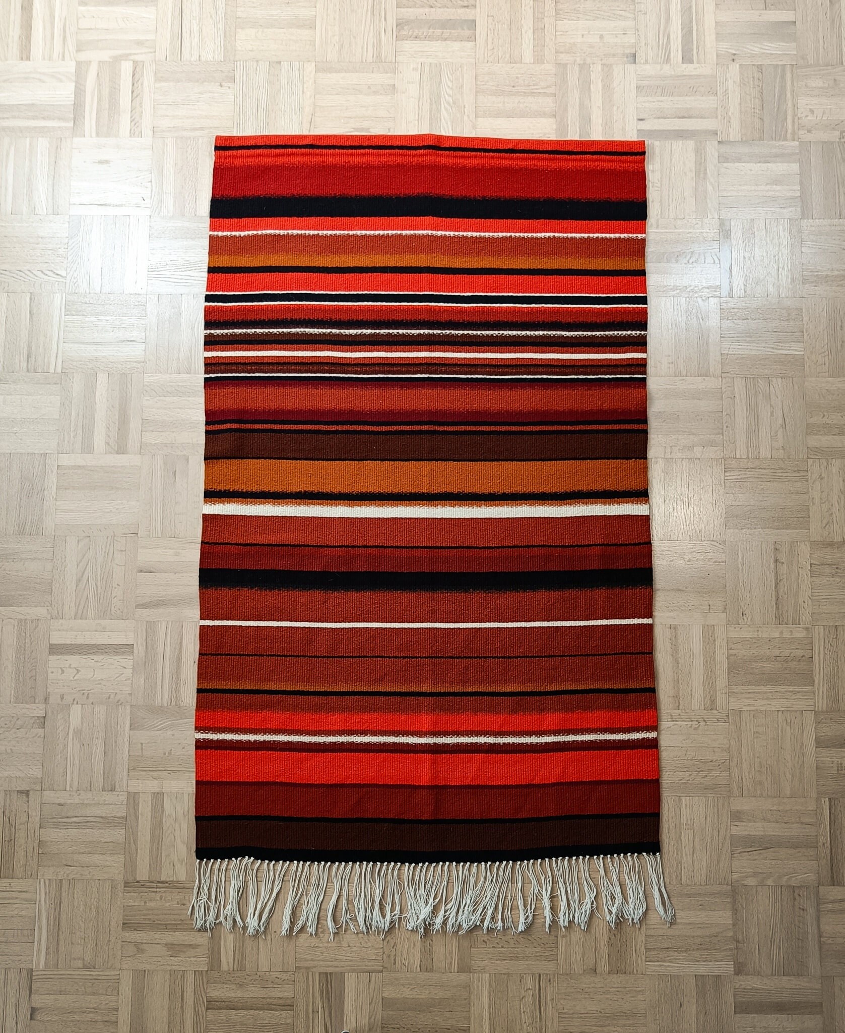 Midcentury Striped Wool Rana Tapestry - Finnish Vintage