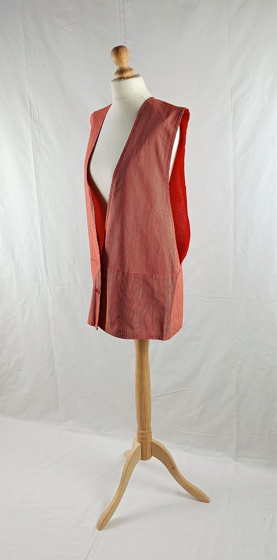 Vintage Marimekko 1970s Red & White Striped Vest … - image 2