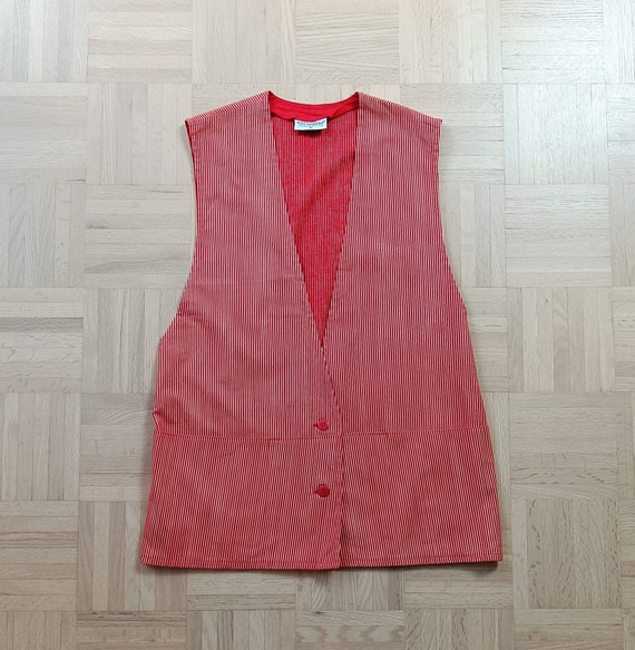 Vintage Marimekko 1970s Red & White Striped Vest … - image 4