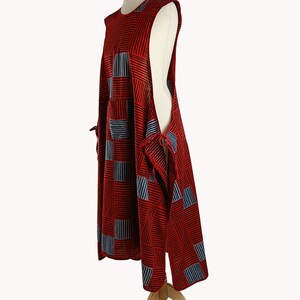 Vintage Red Geometric 1980s Pinafore Dress image 2