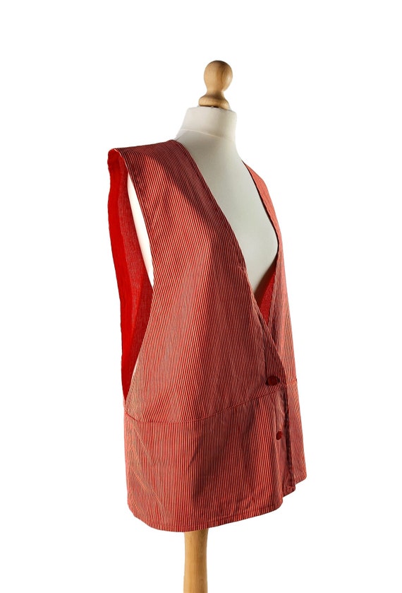 Vintage Marimekko 1970s Red & White Striped Vest … - image 1