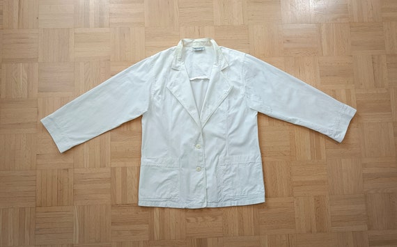 Vintage Marimekko 1980 White Cotton Blazer - image 5