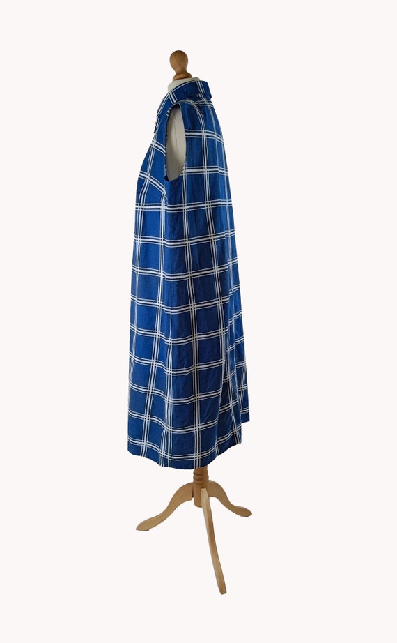 Vintage Marimekko 1960s Blue & White Check Sundre… - image 7