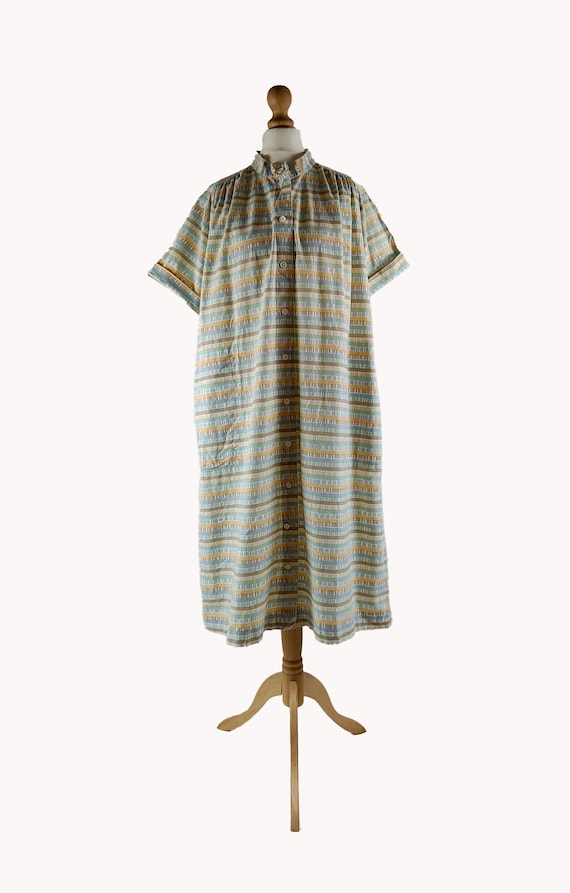 Vintage Marimekko 1970s Pastel Striped Smock Dress