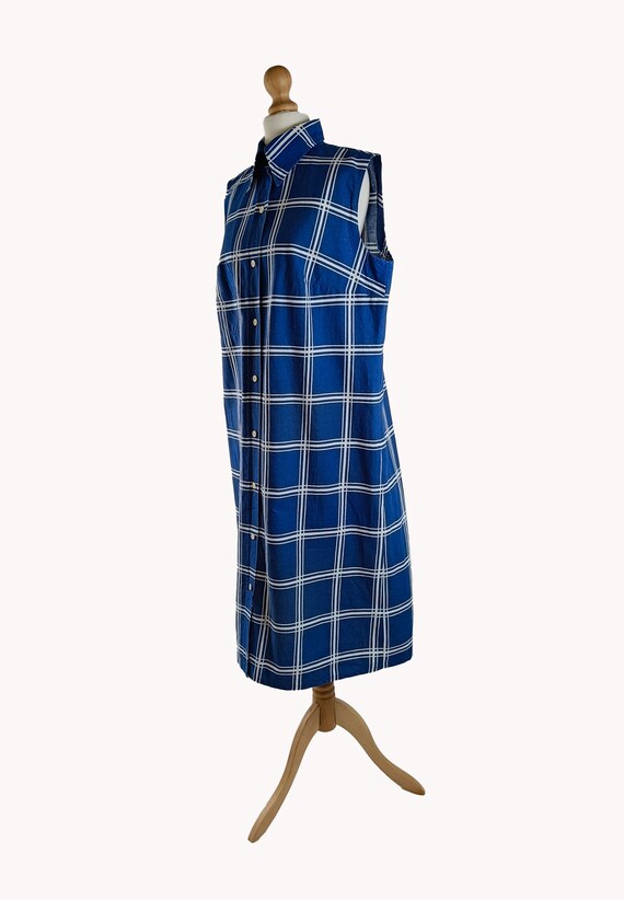 Vintage Marimekko 1960s Blue & White Check Sundre… - image 6