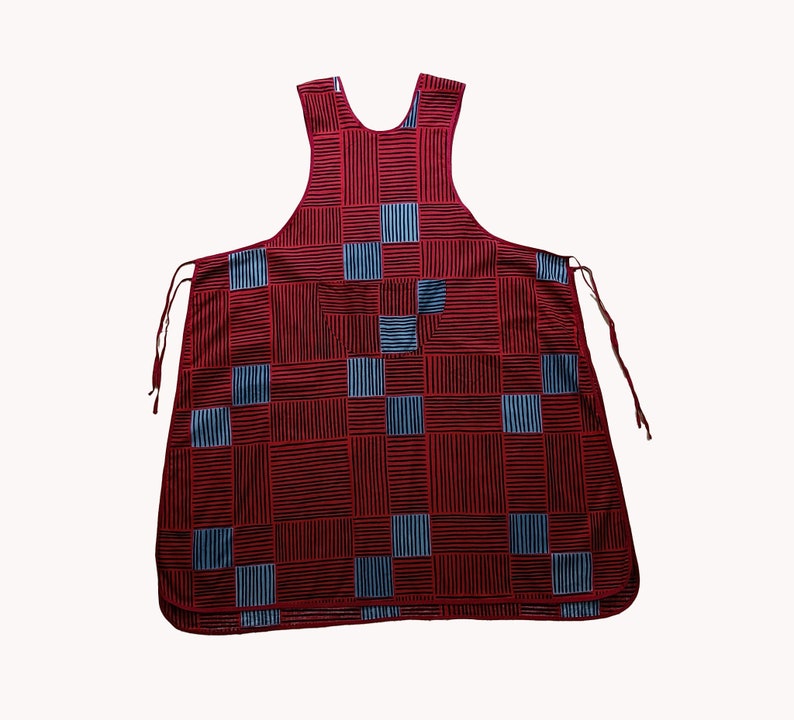 Vintage Red Geometric 1980s Pinafore Dress image 3