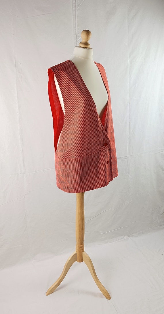 Vintage Marimekko 1970s Red & White Striped Vest … - image 5