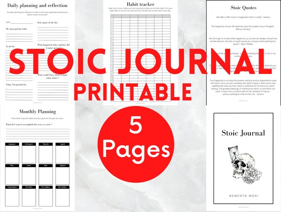 Stoic Journal Printable Stoic Quotes Prints Habits Tracker - Etsy UK