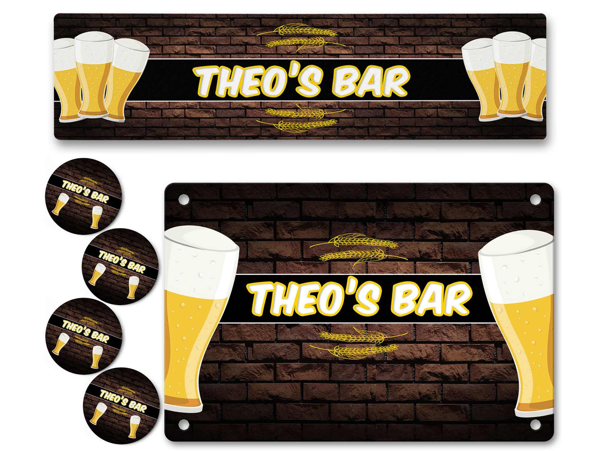 Personalised Bar Runner Sign Coaster Any Name Garden Plaque Gift Bar Pub 26 