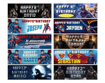 Personalised Birthday Banner Super Hero Design Children Kids Party Decoration 237