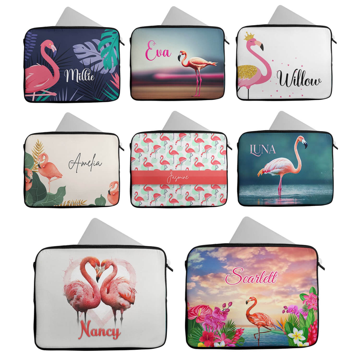 Flamingo Computer Case Personalised Any Name Flamingo Design Laptop Case Sleeve Tablet Bag ...