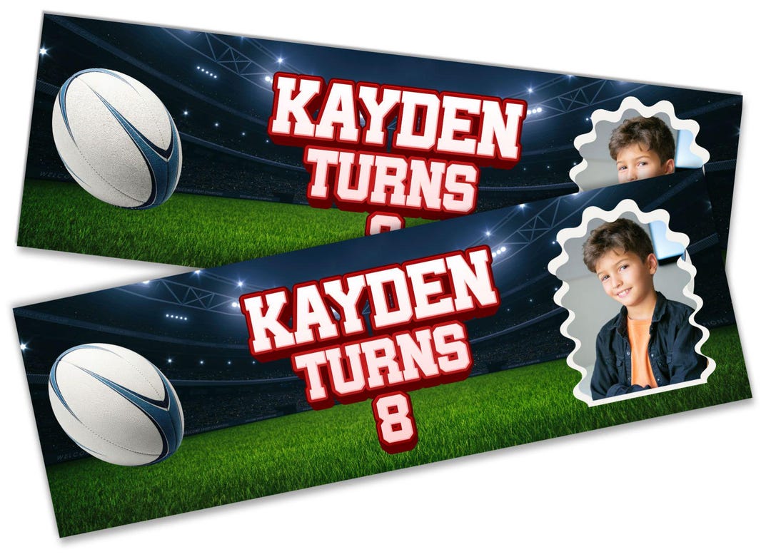 Personalised Rugby Birthday Banners Any Name Age Photo Kids Party ...