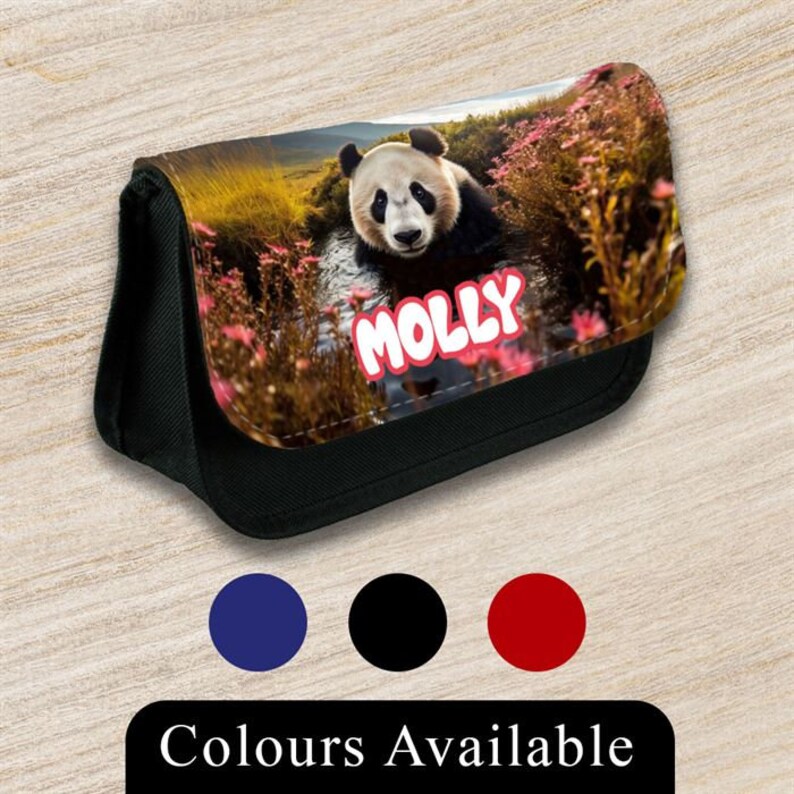 Personalised Any Name Panda Design Pencil Case Bag School Kids
