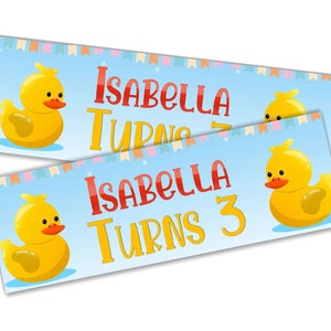 x2 Personalised Birthday Banner Duck Children Kids Party Decoration 154