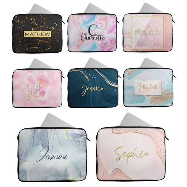 Personalised Any Name Floral Design Laptop Case Sleeve Tablet Bag Chromebook 42