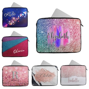 Personalised Any Name Glitter Design Laptop Case Sleeve Tablet Bag Chromebook 73