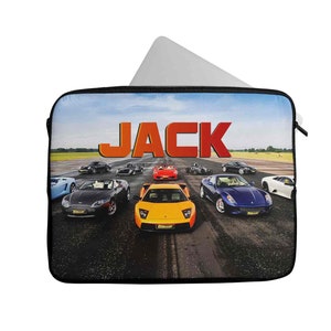 Personalised Any Name Cars Design Laptop Case Sleeve Tablet Bag Chromebook 1210