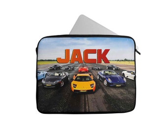 Personalised Any Name Cars Design Laptop Case Sleeve Tablet Bag Chromebook 1210